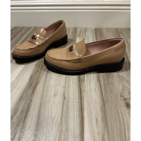 FREE PEOPLE Liv Camel Leather Penny Loafers 6 EUR 36 Heritage Minimalist Preppy - Picture 2 of 16